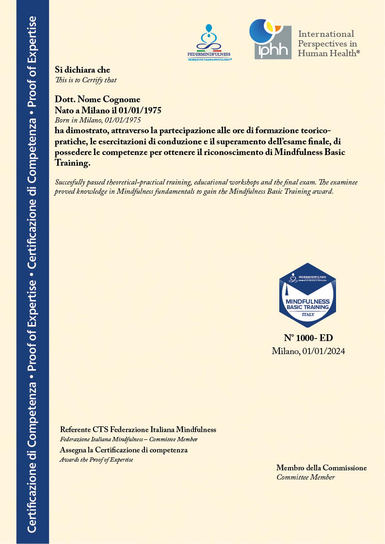 Certificato Attestato Basic Training